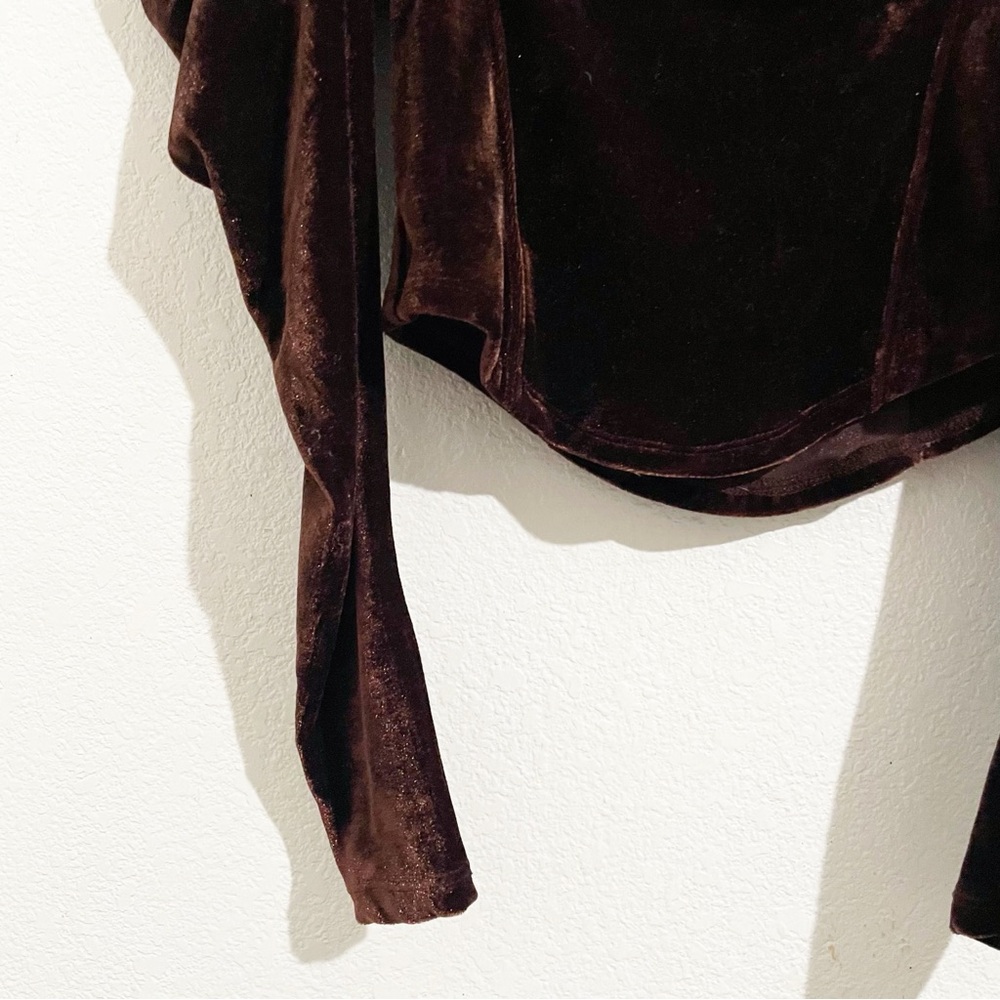 Free People Hold Me Velvet Long Puff Sleeve Top in Brown - Picture 7 of 9